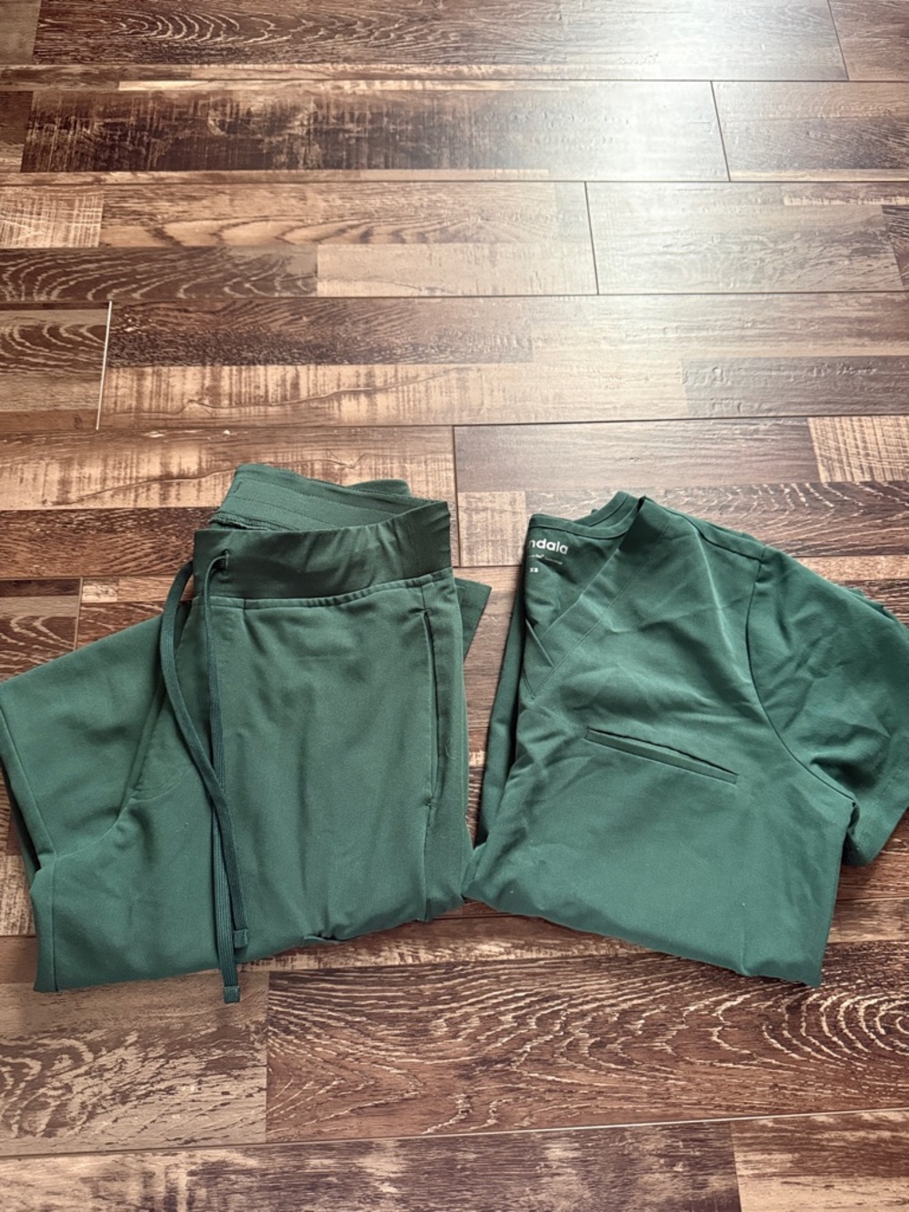 Mandala Women’s Green Scrub Top and Drawstring Pants Set